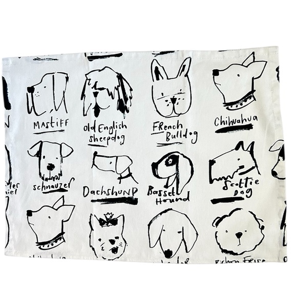 Hand Crafted Black and White Dog Print Hanging Kitchen Hand Towel - Picture 8 of 9